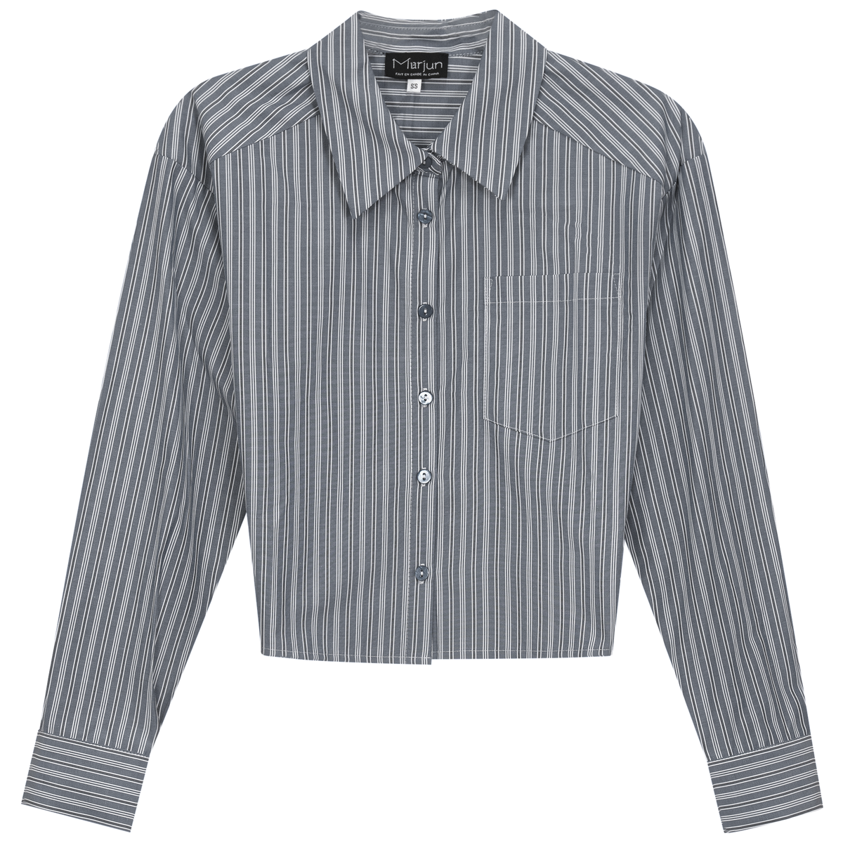 Cropped Striped Blouse in Black by Marjun