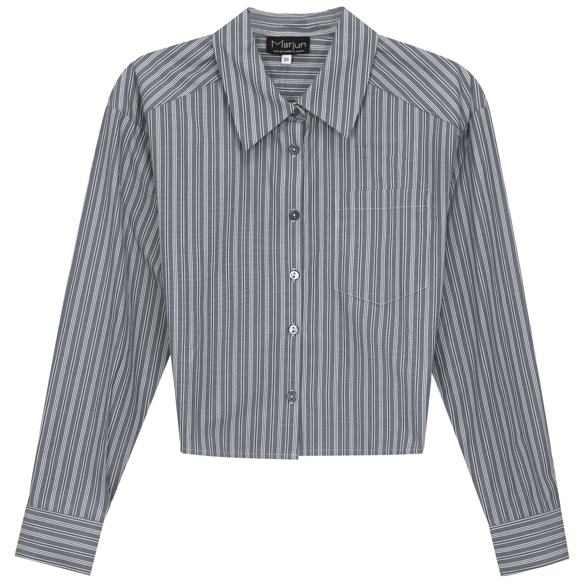 Cropped Striped Blouse in Black by Marjun