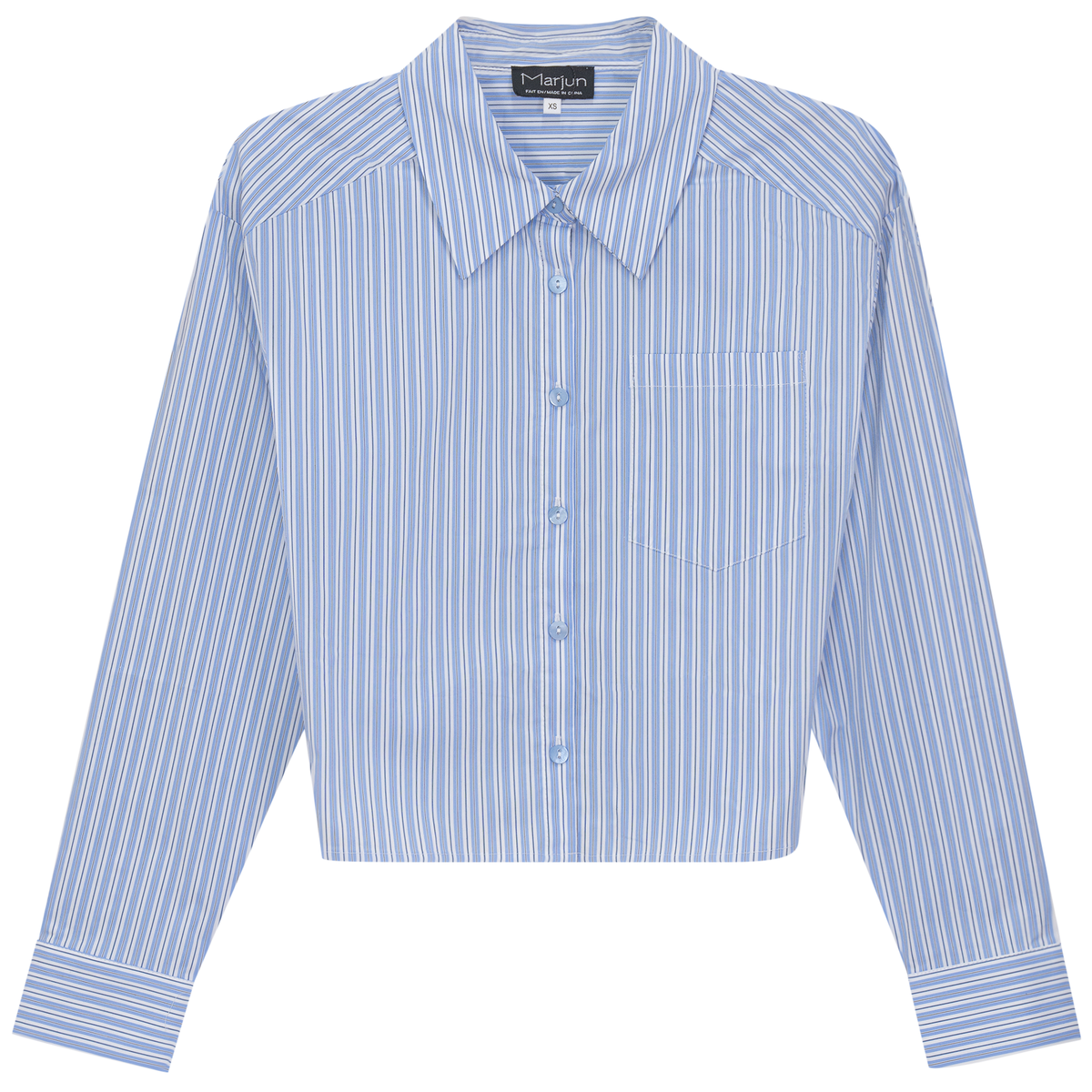 Cropped Striped Blouse in Blue by Marjun