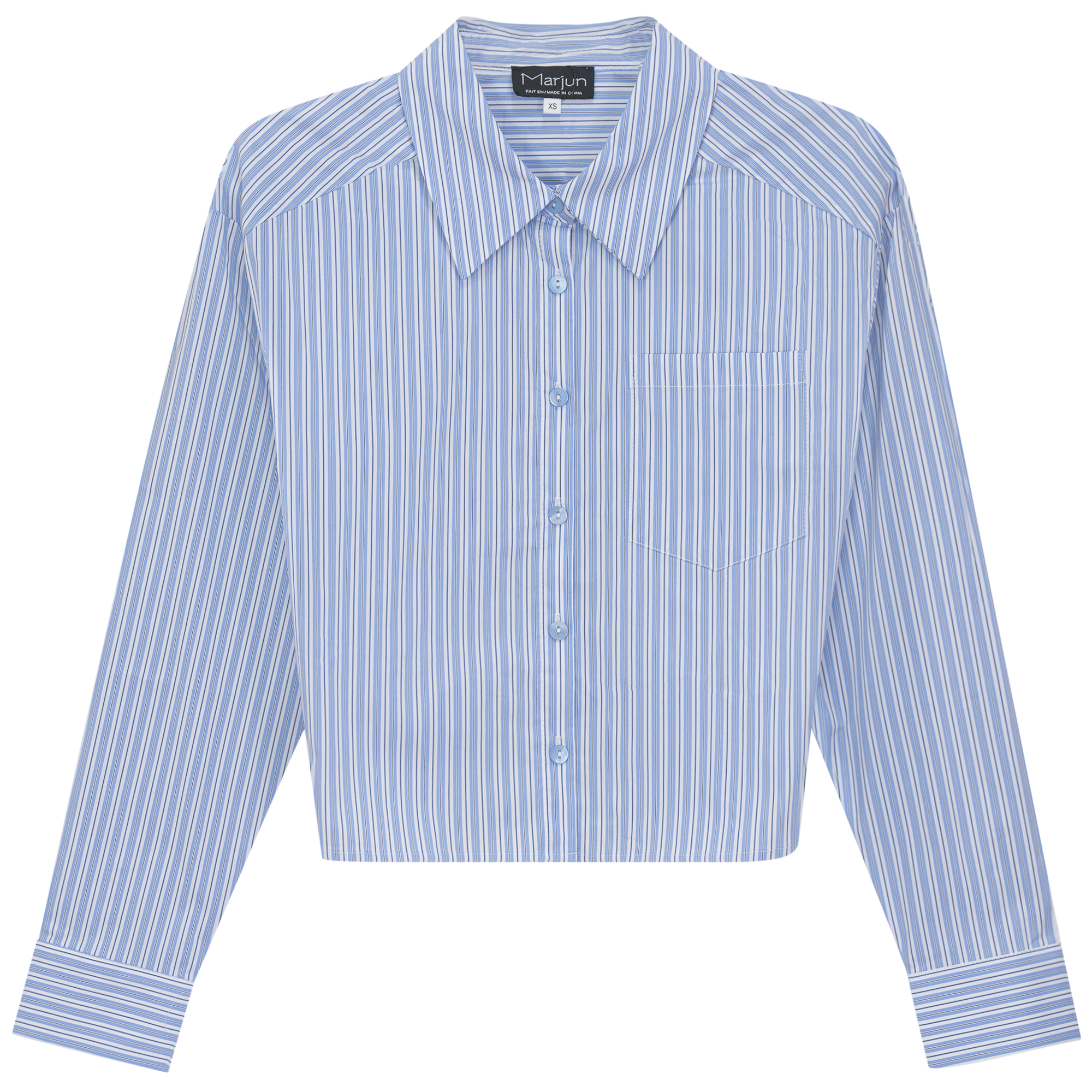 Cropped Striped Blouse in Blue by Marjun