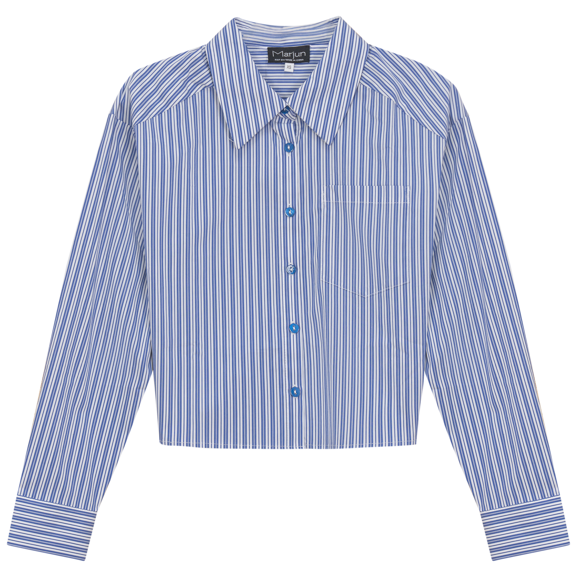 Cropped Striped Blouse in Sapphire by Marjun