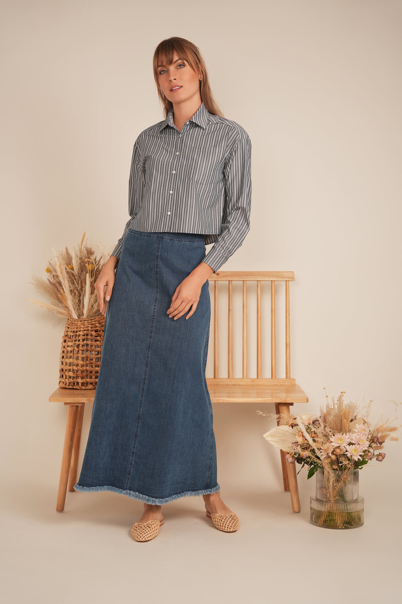 Cropped Striped Blouse in by Marjun