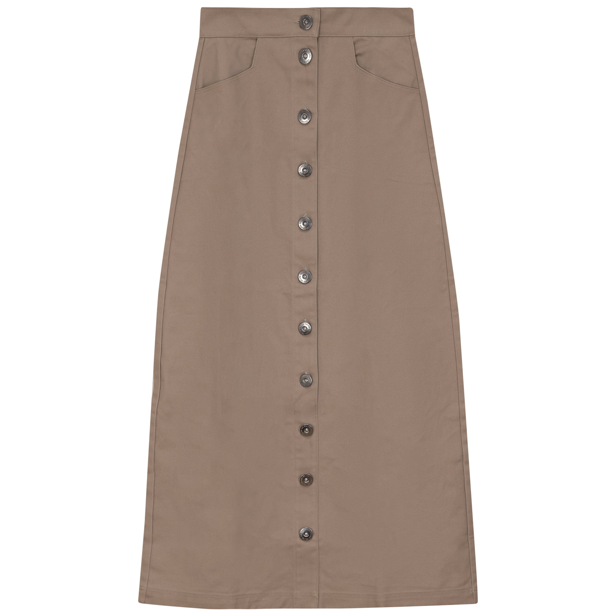 Cotton Maxi Button Skirt in Stone by Faves
