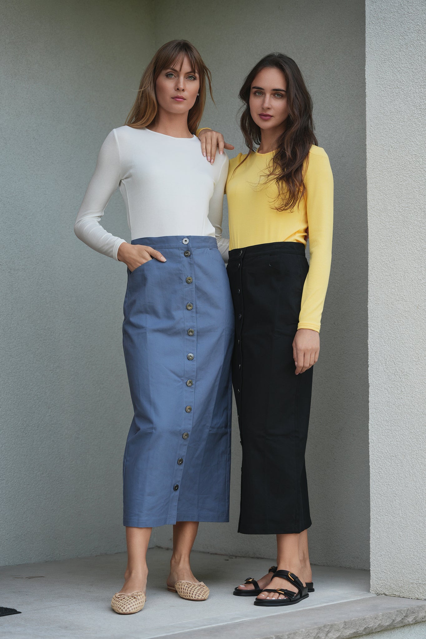 Cotton Maxi Button Skirt in by Faves