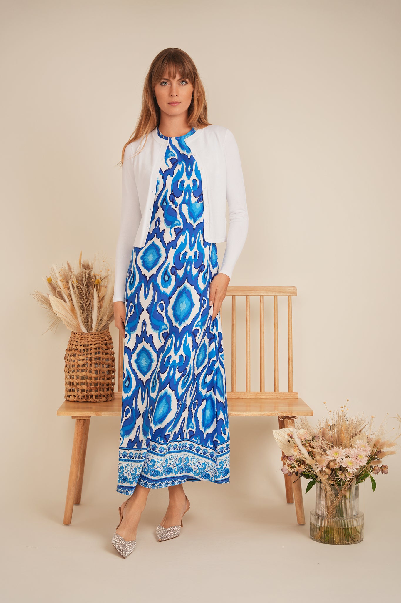 Printed Satin A Line Jumper in by Birt UK