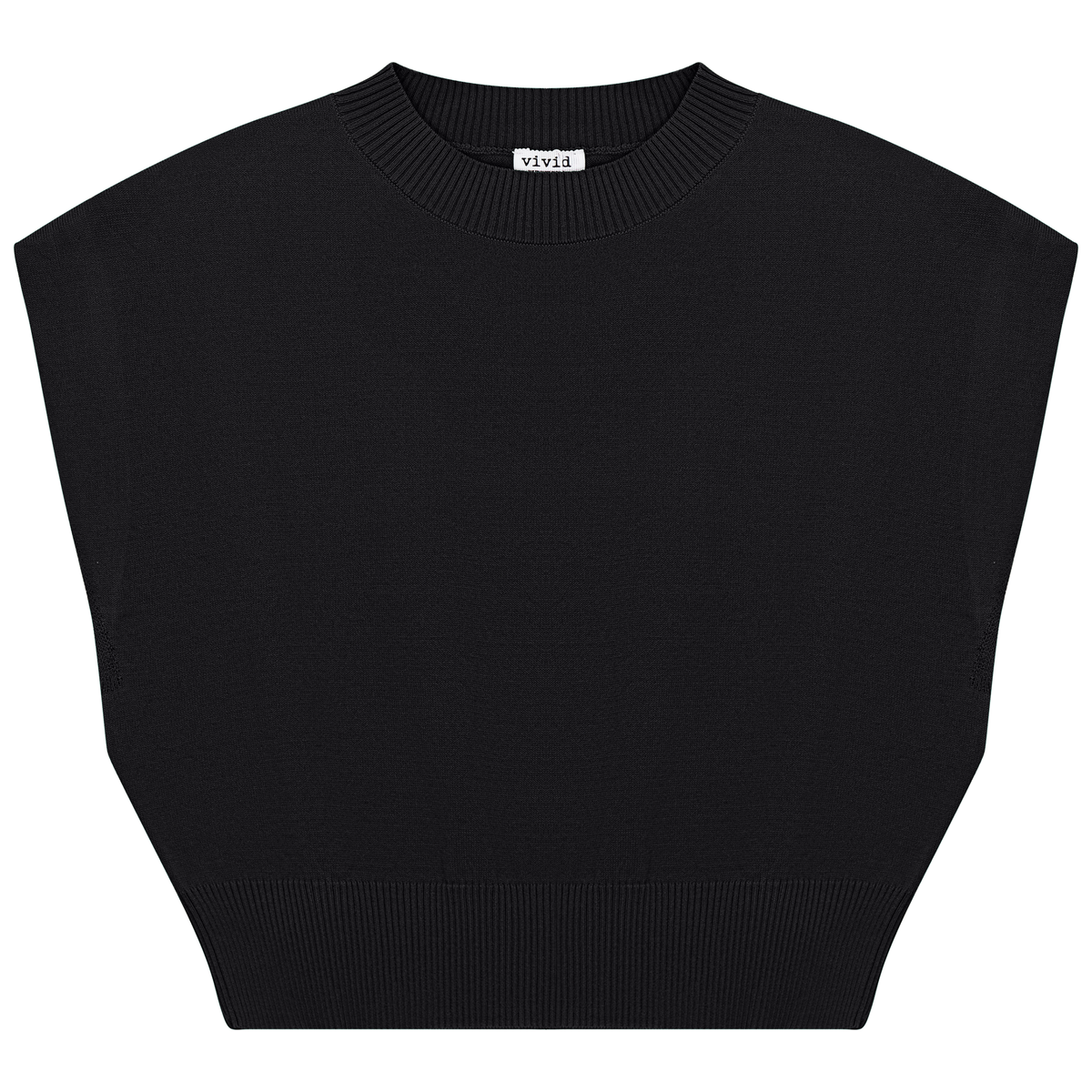 Cropped Knit Vest in Black by Vivid
