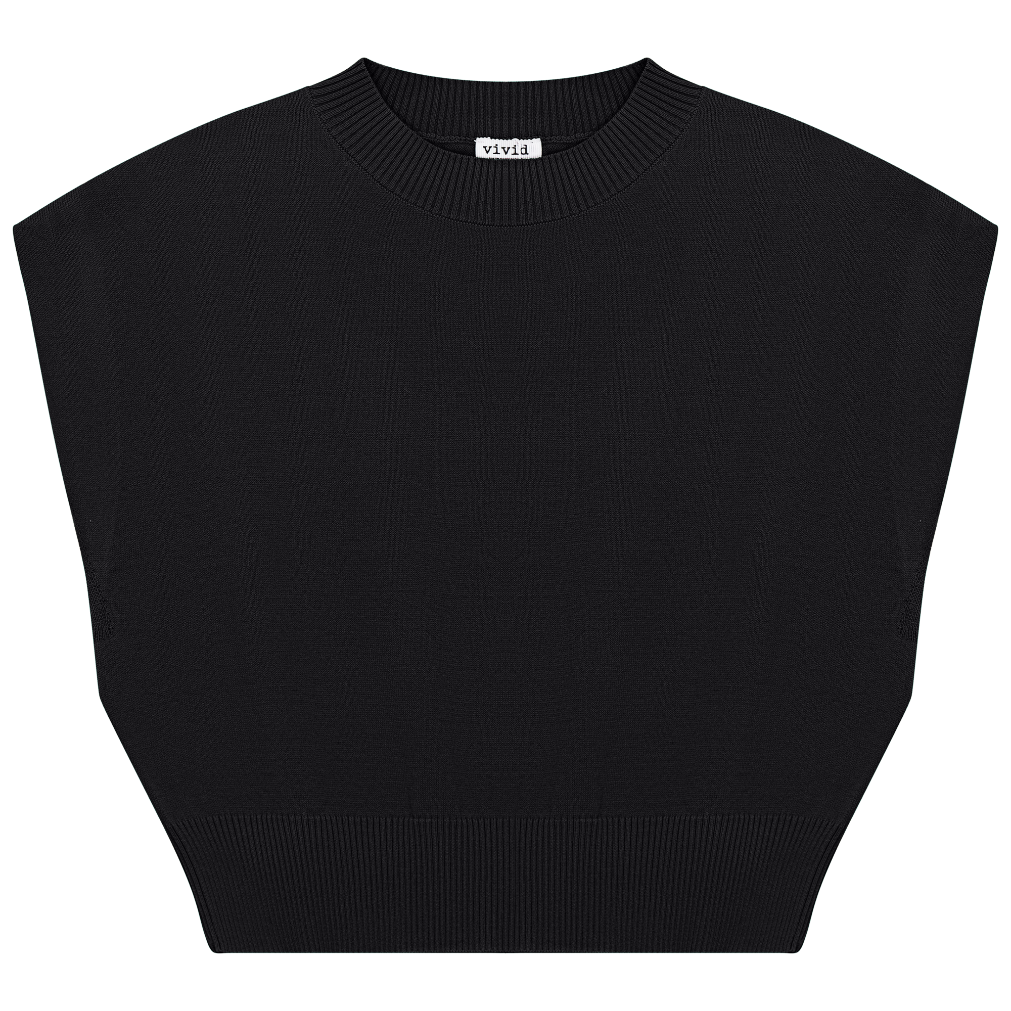 Cropped Knit Vest in Black by Vivid