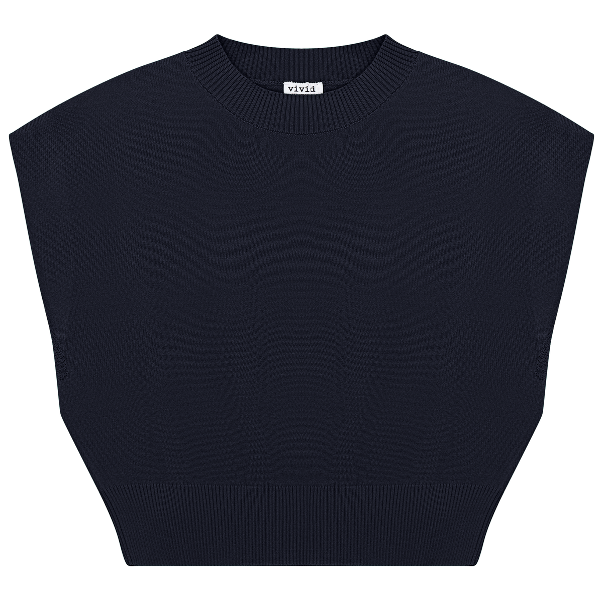 Cropped Knit Vest in Dark Navy by Vivid