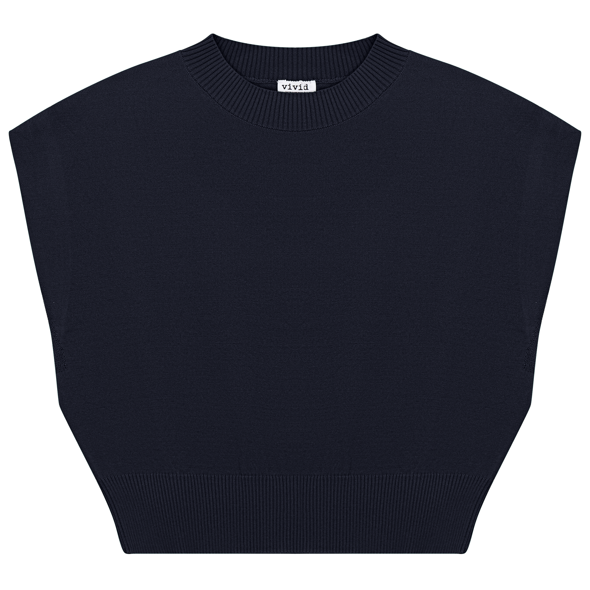 Cropped Knit Vest in Dark Navy by Vivid