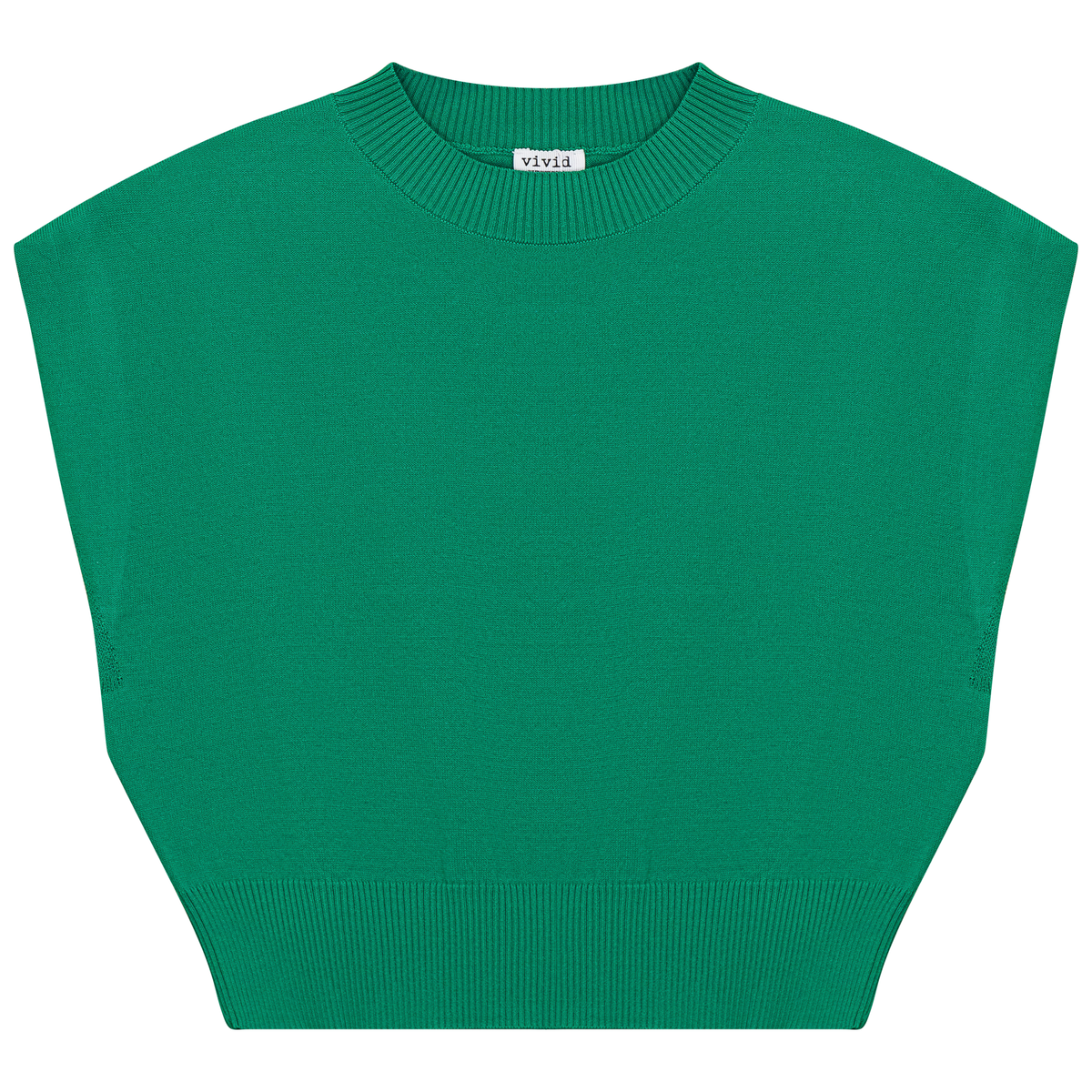 Cropped Knit Vest in Emerald Green by Vivid