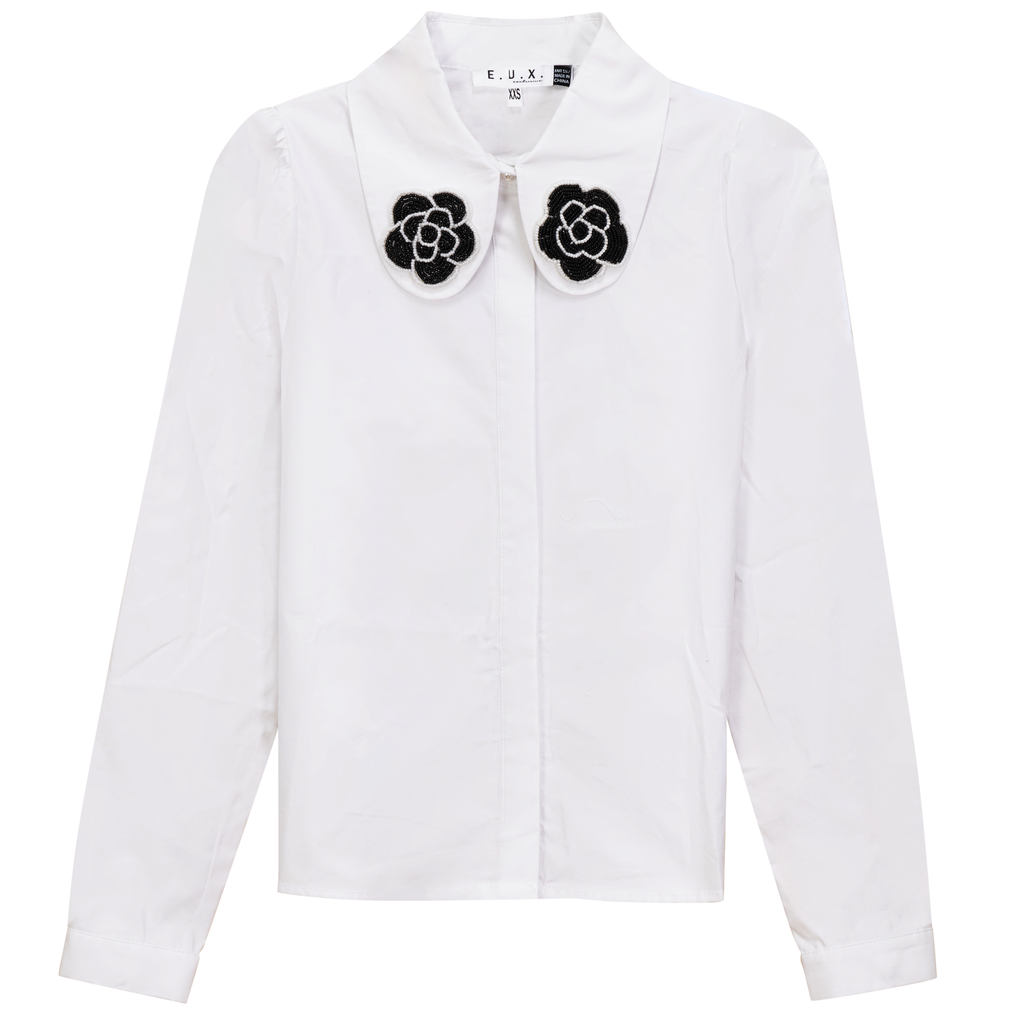 Dressy Applique Blouse in White by E.U.X. Exclusive