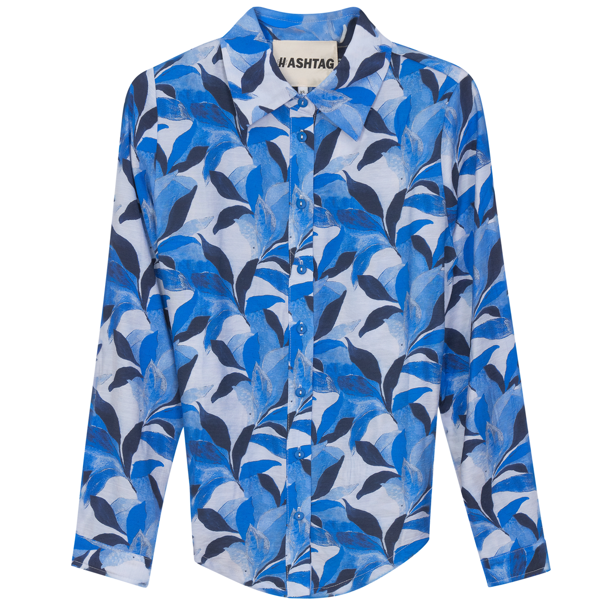 Floral Tie Blouse in Navy Leaf by Hashtag