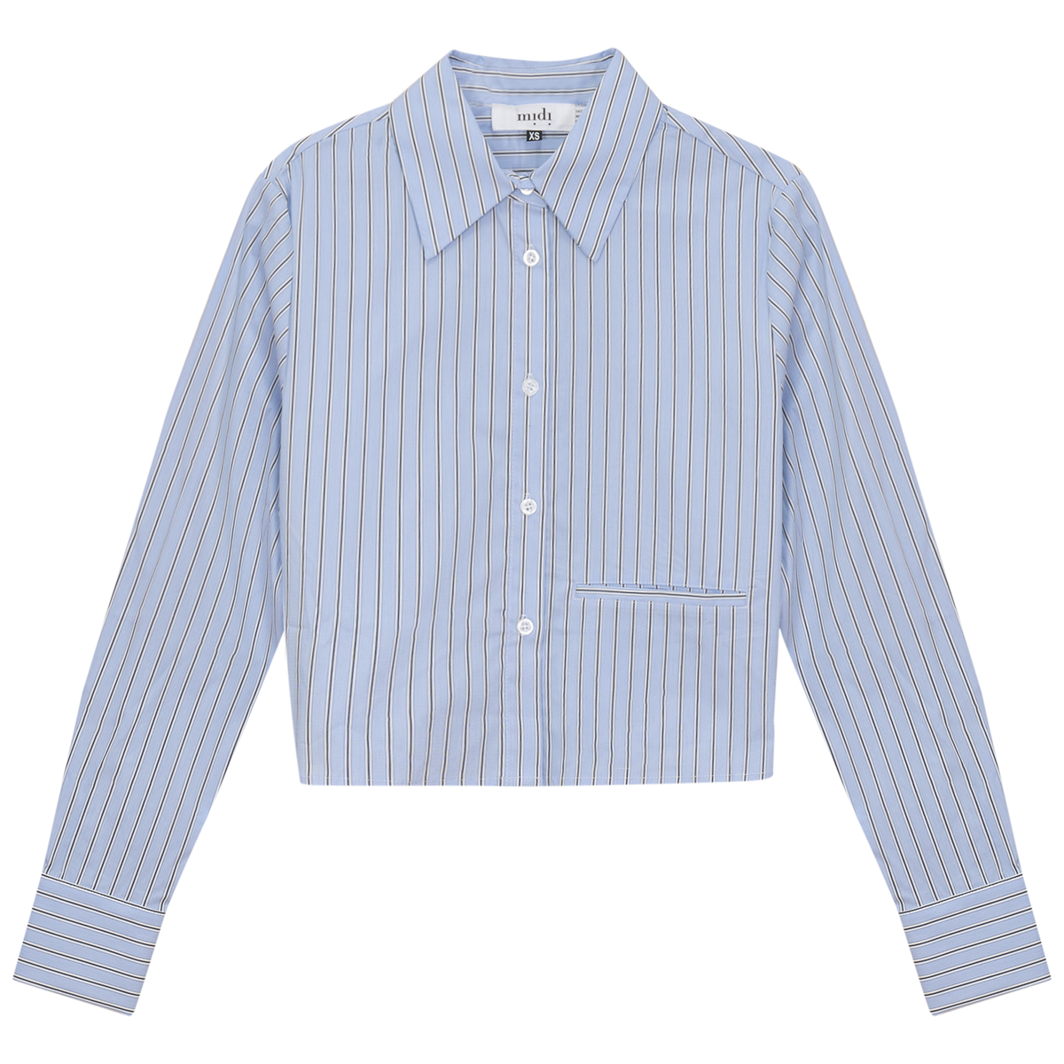 Cropped Stripped Blouse in Blue Black by Midi
