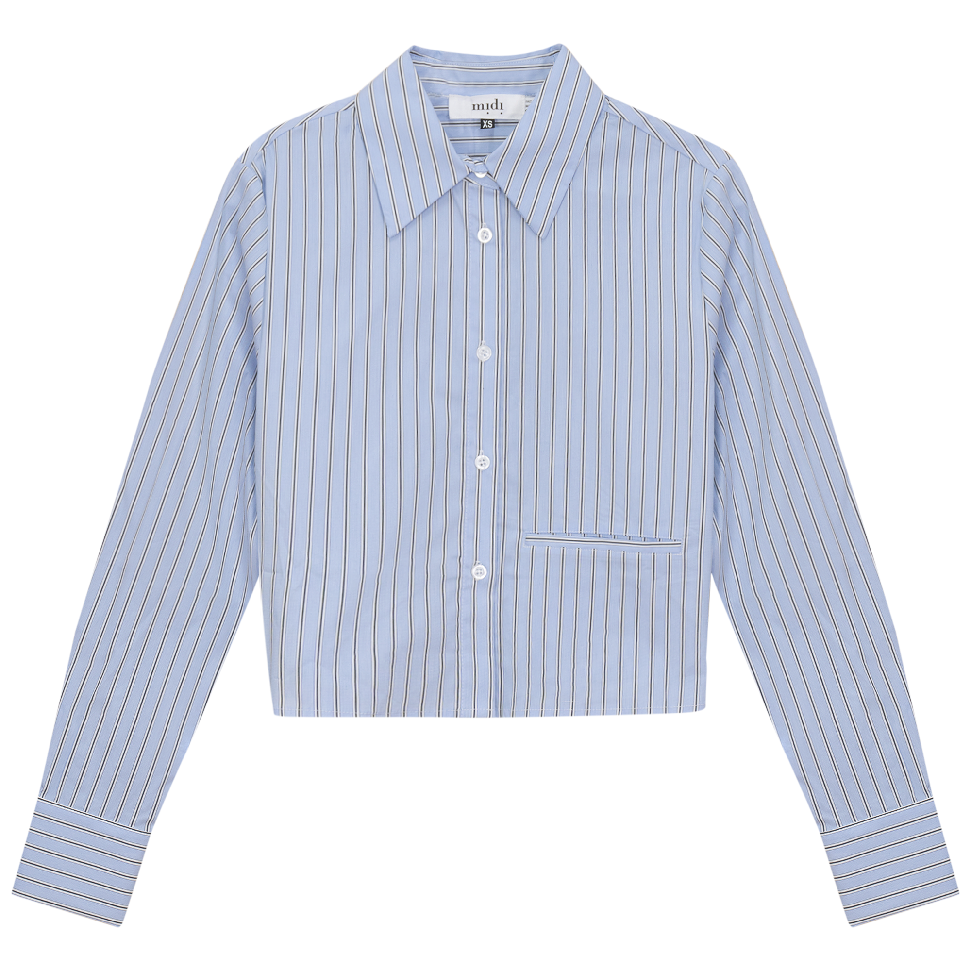 Cropped Stripped Blouse in Blue Black by Midi