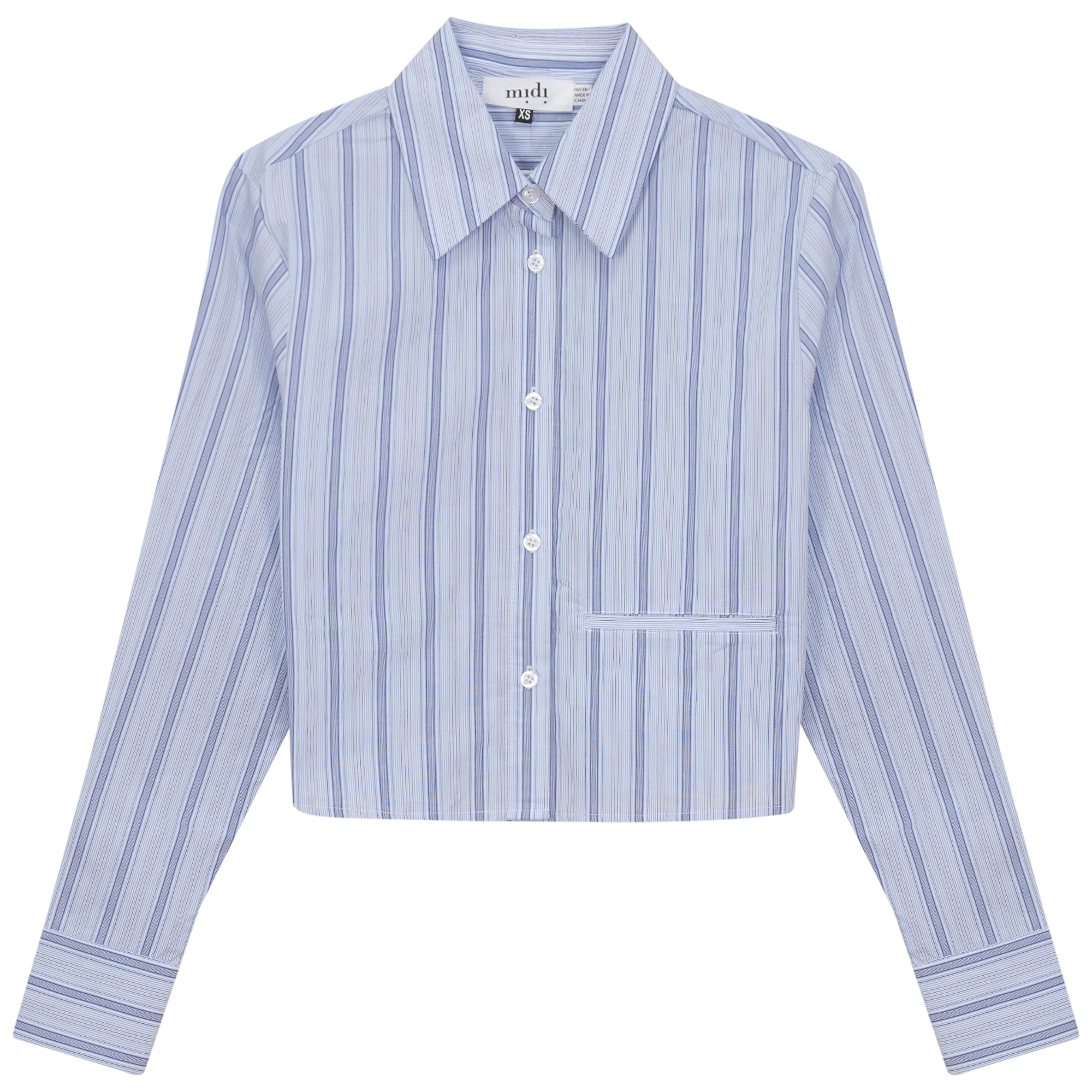 Cropped Stripped Blouse in Blue Denim by Midi