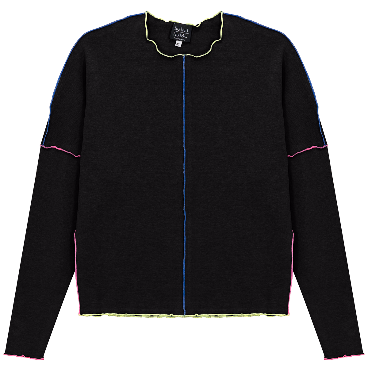 Contrast Top Stitch Top in Black by BuHu