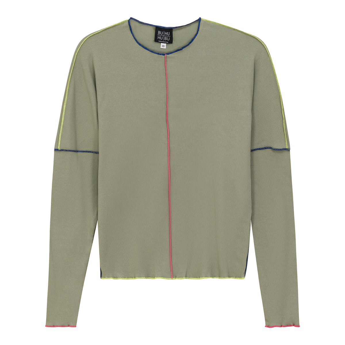 Contrast Stitch Top in Basil by BuHu