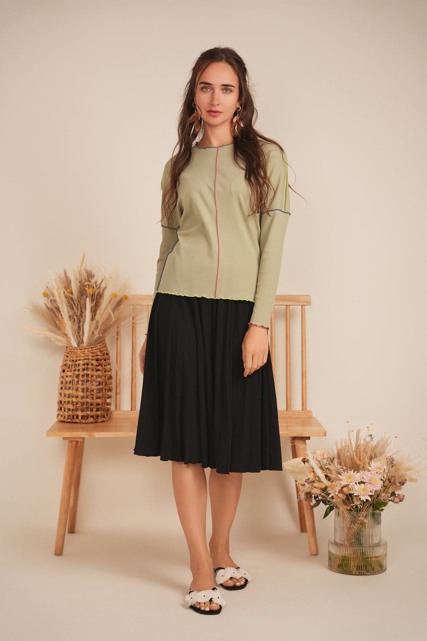 Contrast Top Stitch Top in by BuHu