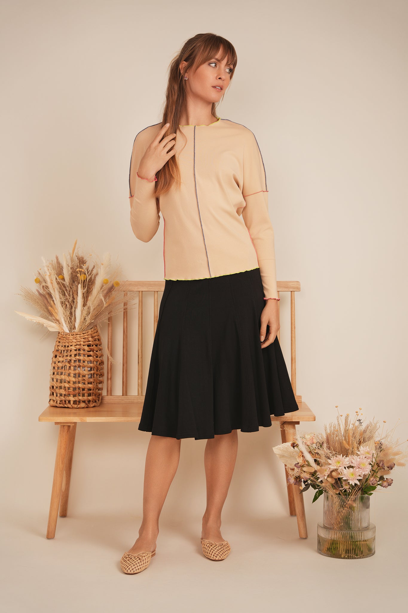 Contrast Top Stitch Top in by BuHu