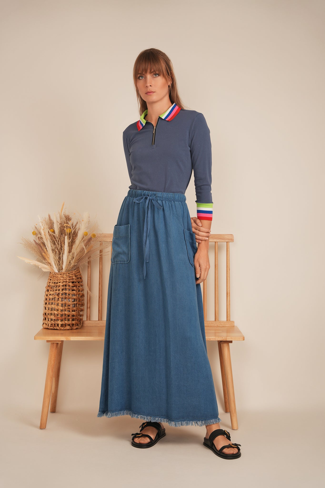 Rainbow Contrast Tee in by Spades