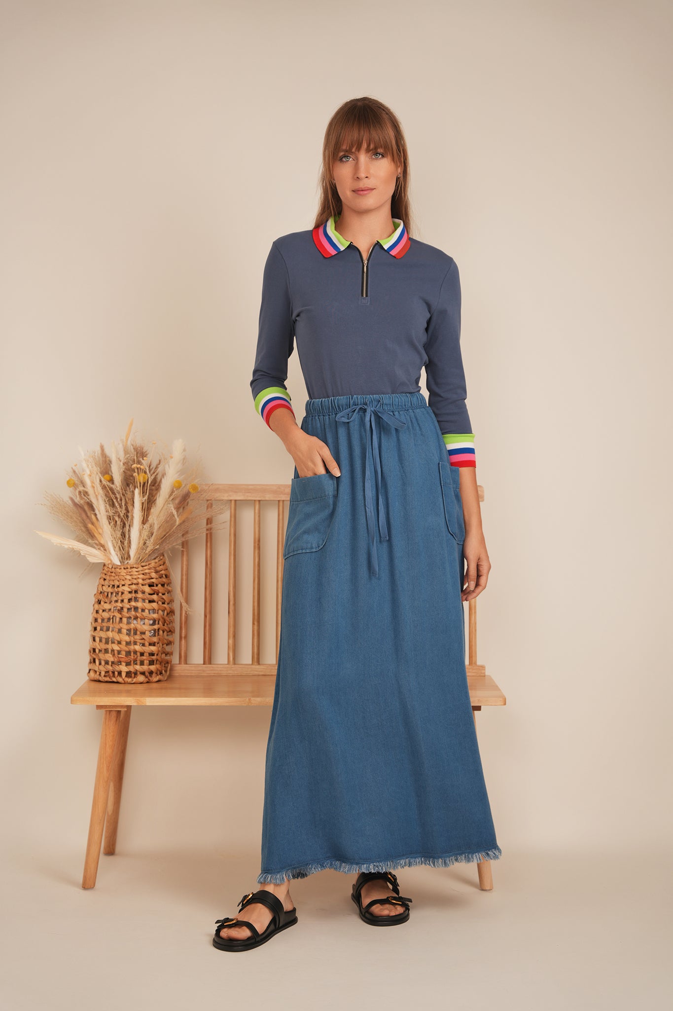 Rainbow Contrast Tee in by Spades