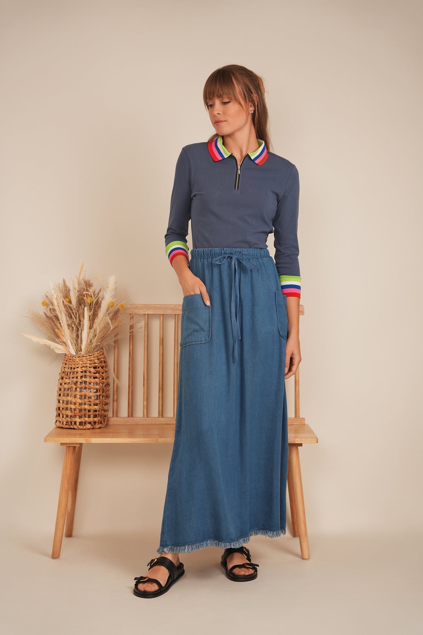 Rainbow Contrast Tee in by Spades