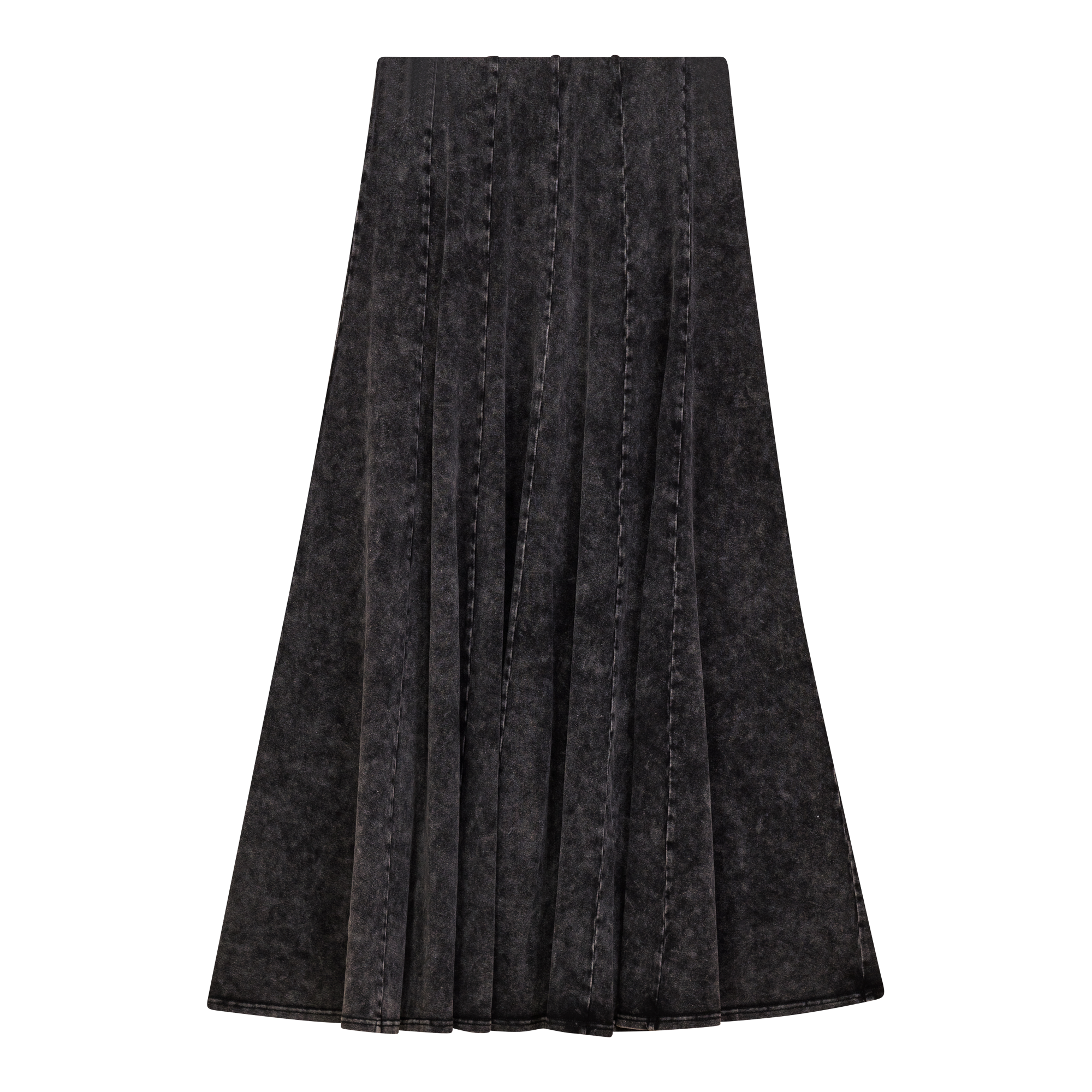 Mineral Wash Panel Midi Skirt in Black Wash by Spades