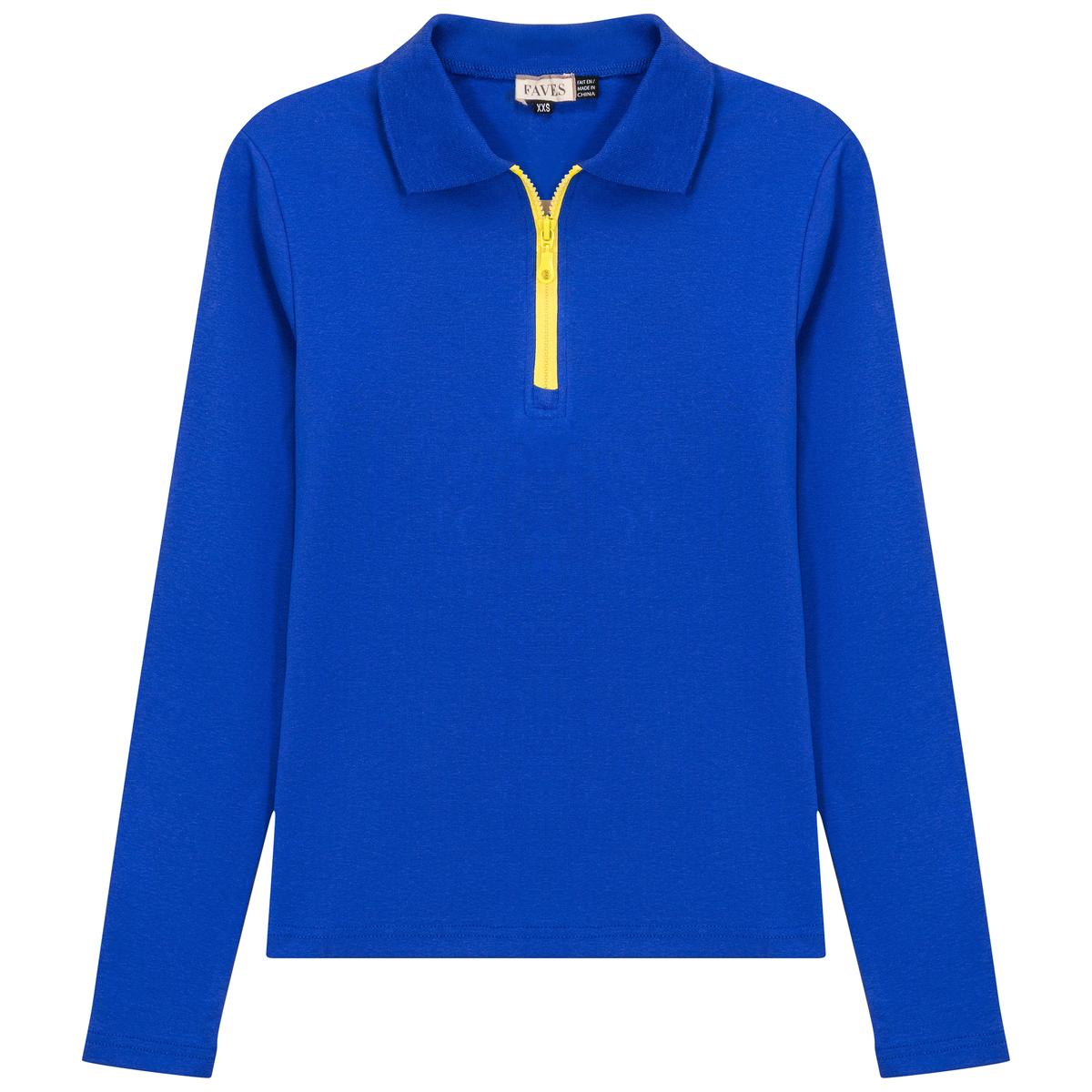 Henley Contrast Zip Tee in Sapphire Yellow by Faves