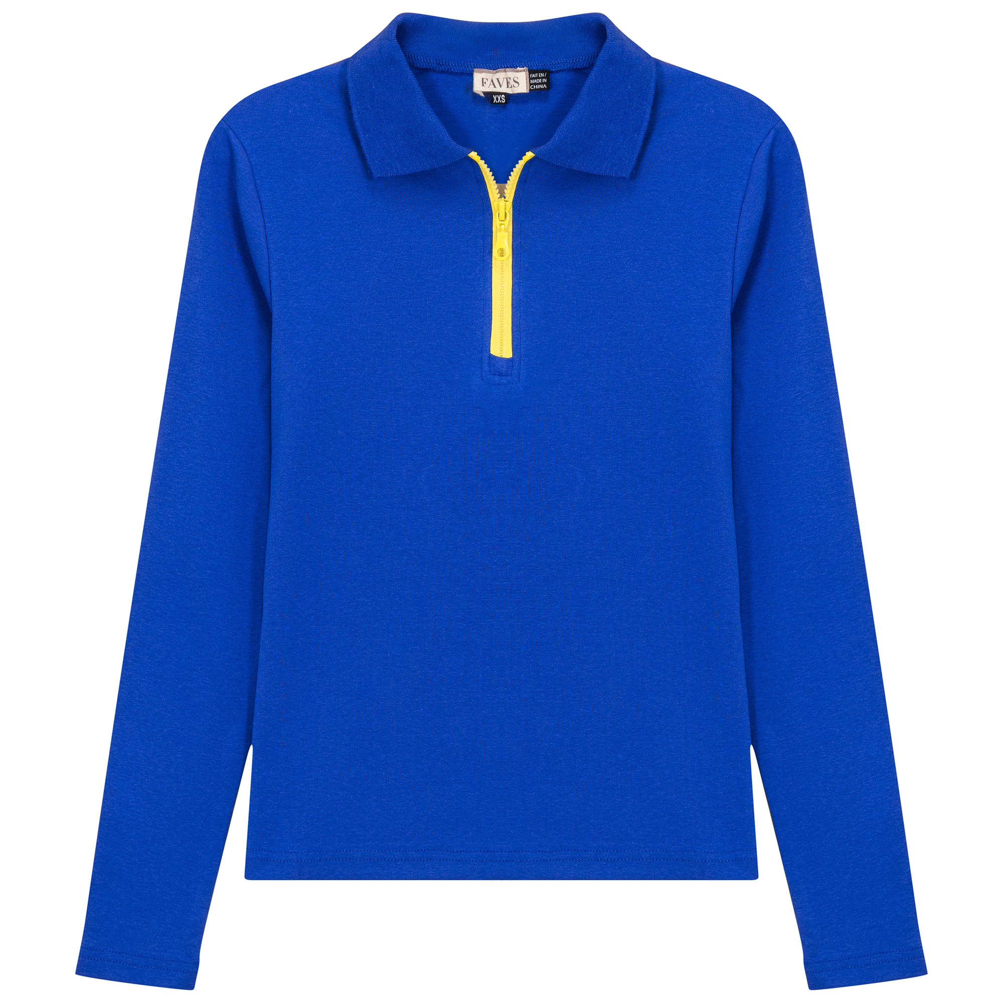 Henley Contrast Zip Tee in Sapphire Yellow by Faves
