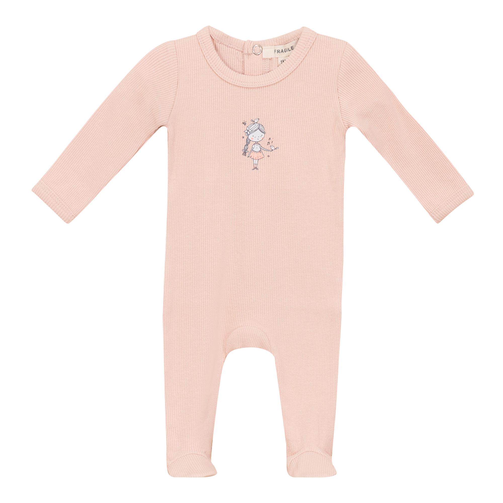 Boy and Girl Print Onesie in Light Mauve by Fragile