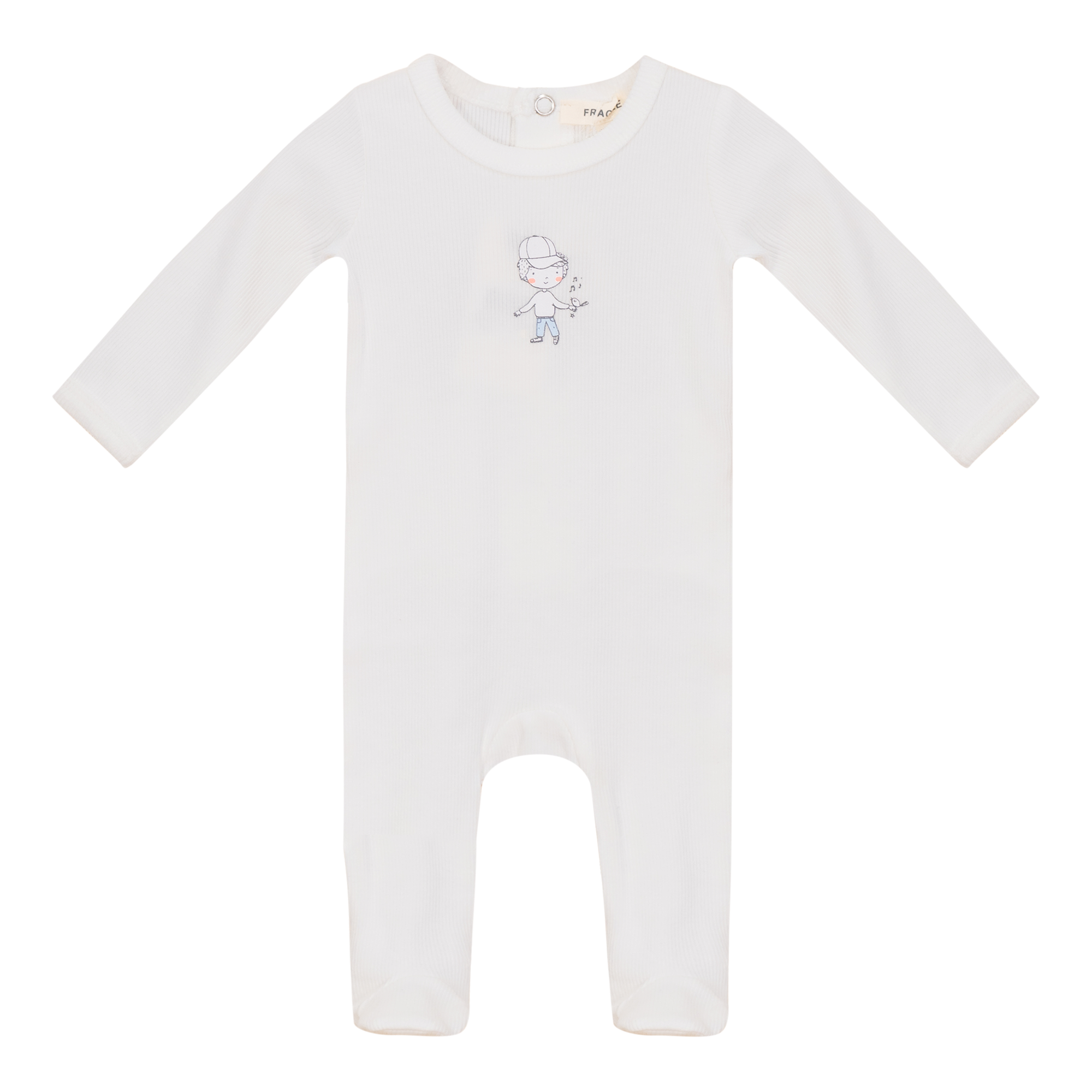 Boy and Girl Print Onesie in Off White Blue by Fragile