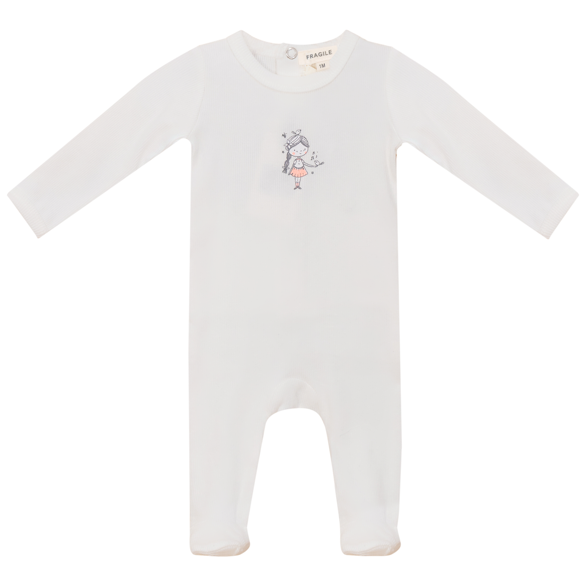 Boy and Girl Print Onesie in Off White Pink by Fragile