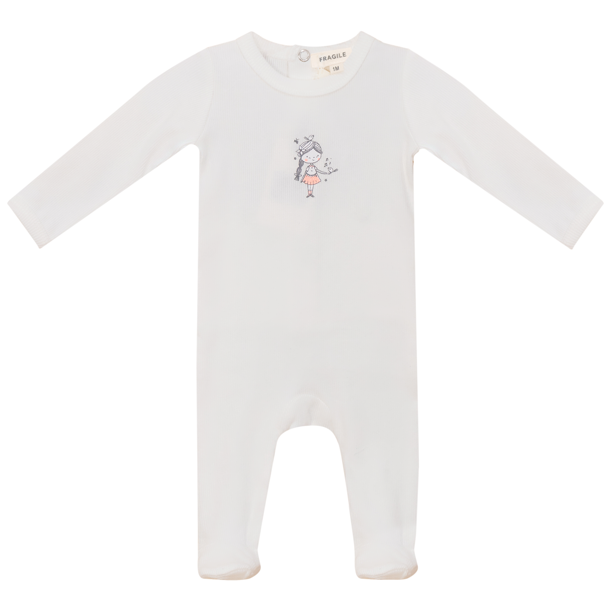 Boy and Girl Print Onesie in Off White Pink by Fragile