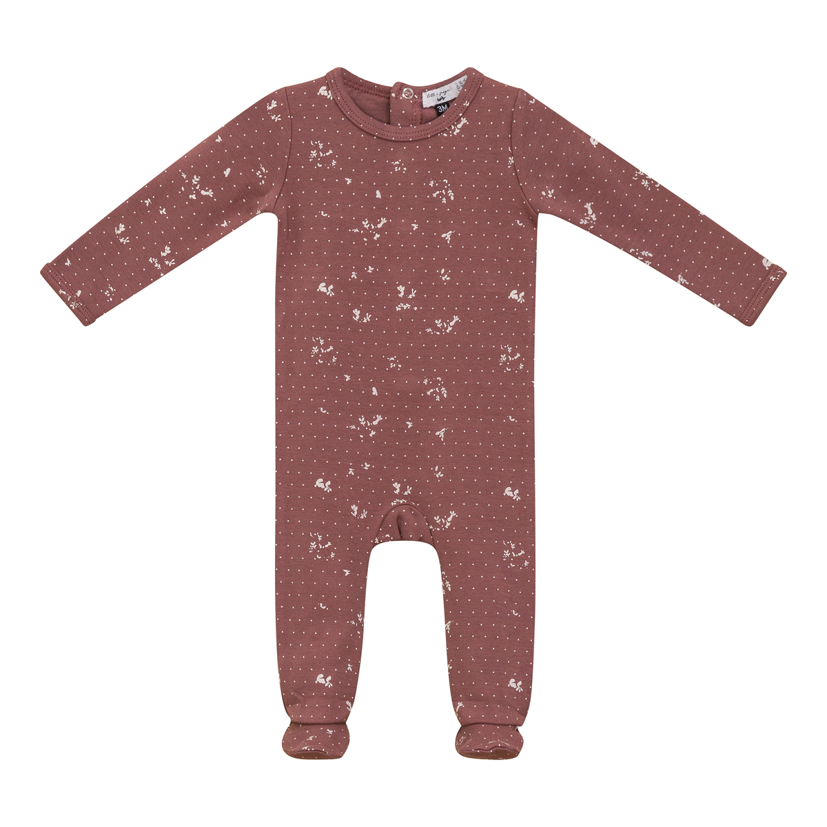 Printed Rib Onesie in Rosette 3 Months by Little Fragile