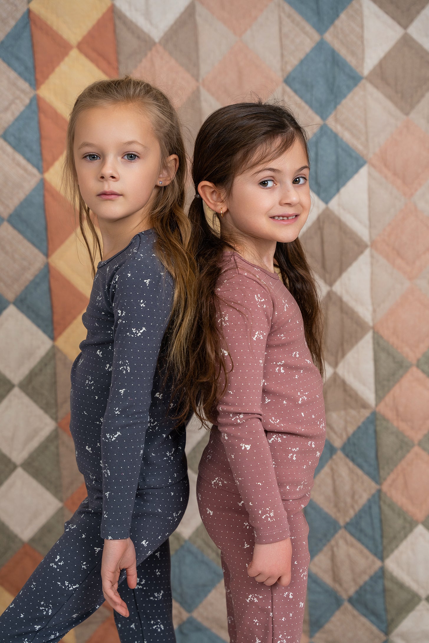 Printed Rib 2Pc Set in Light Ink by Little Fragile