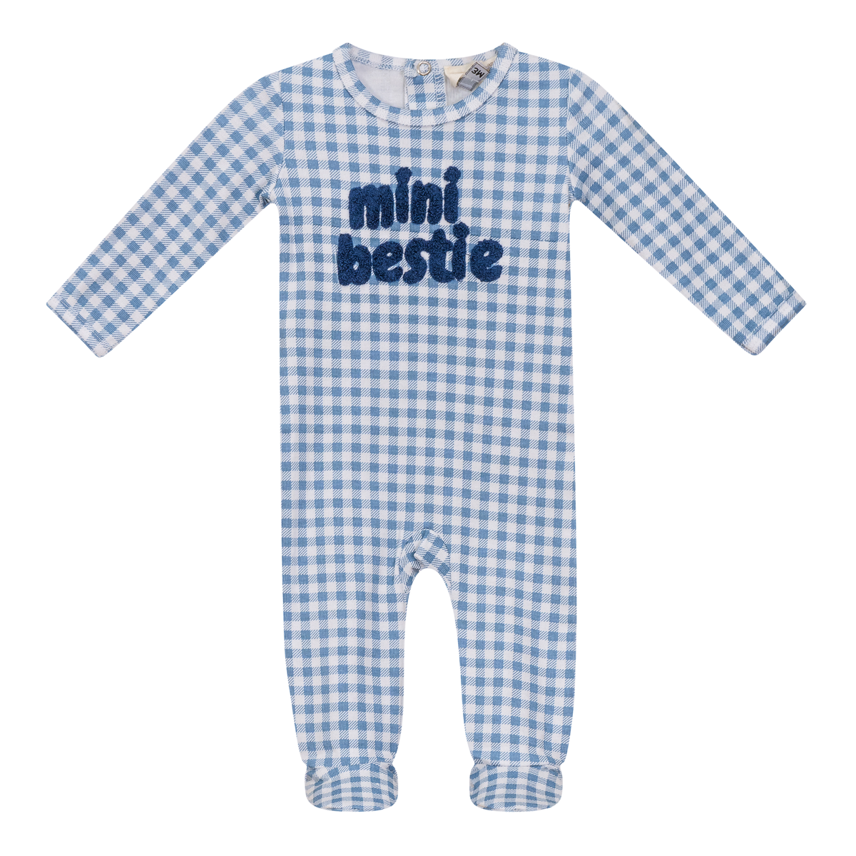 Checkered Mini Bestie Onesie in Blue White 3 Months by Mocha
