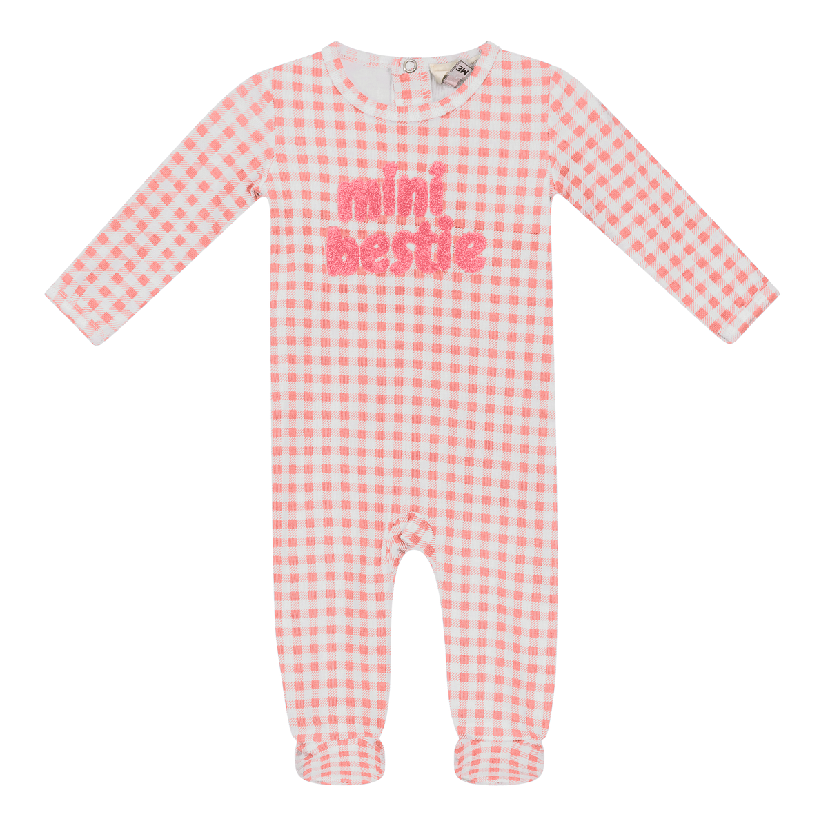 Checkered Mini Bestie Onesie in Pink White 3 Months by Mocha
