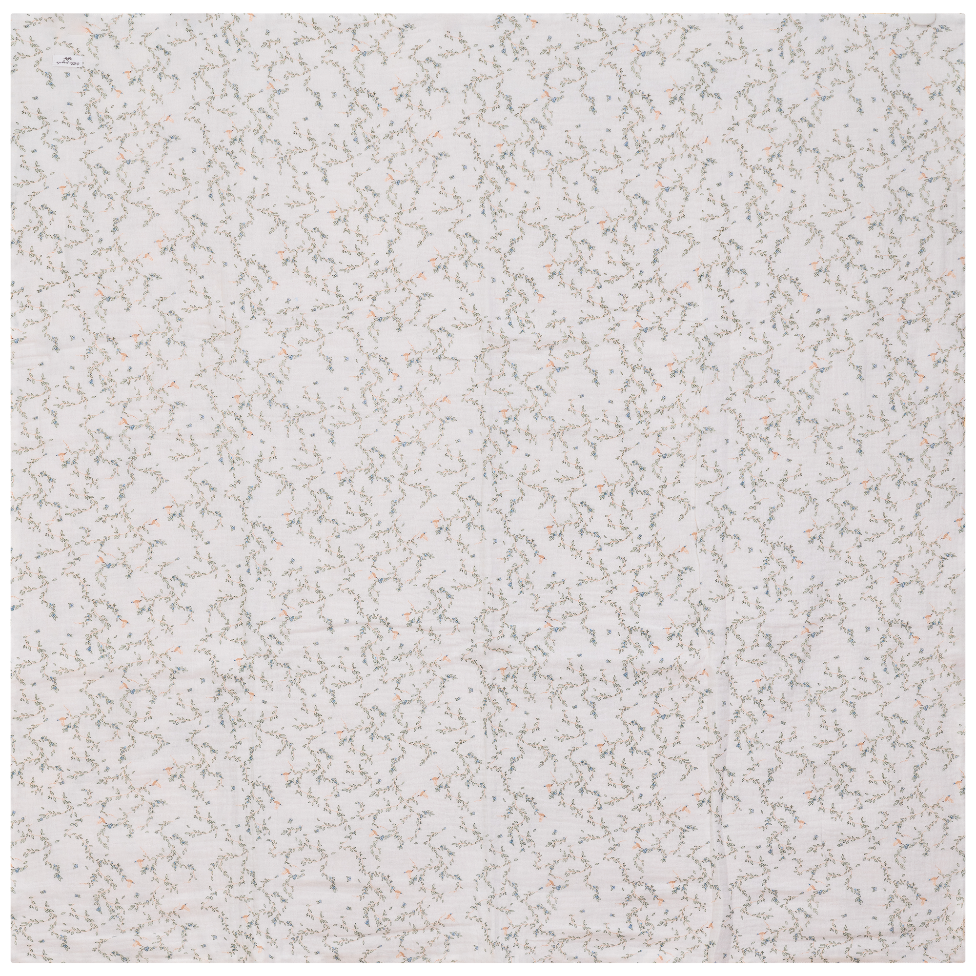 Leaves and Bird Print Swaddle in Powder One Size by Little Fragile