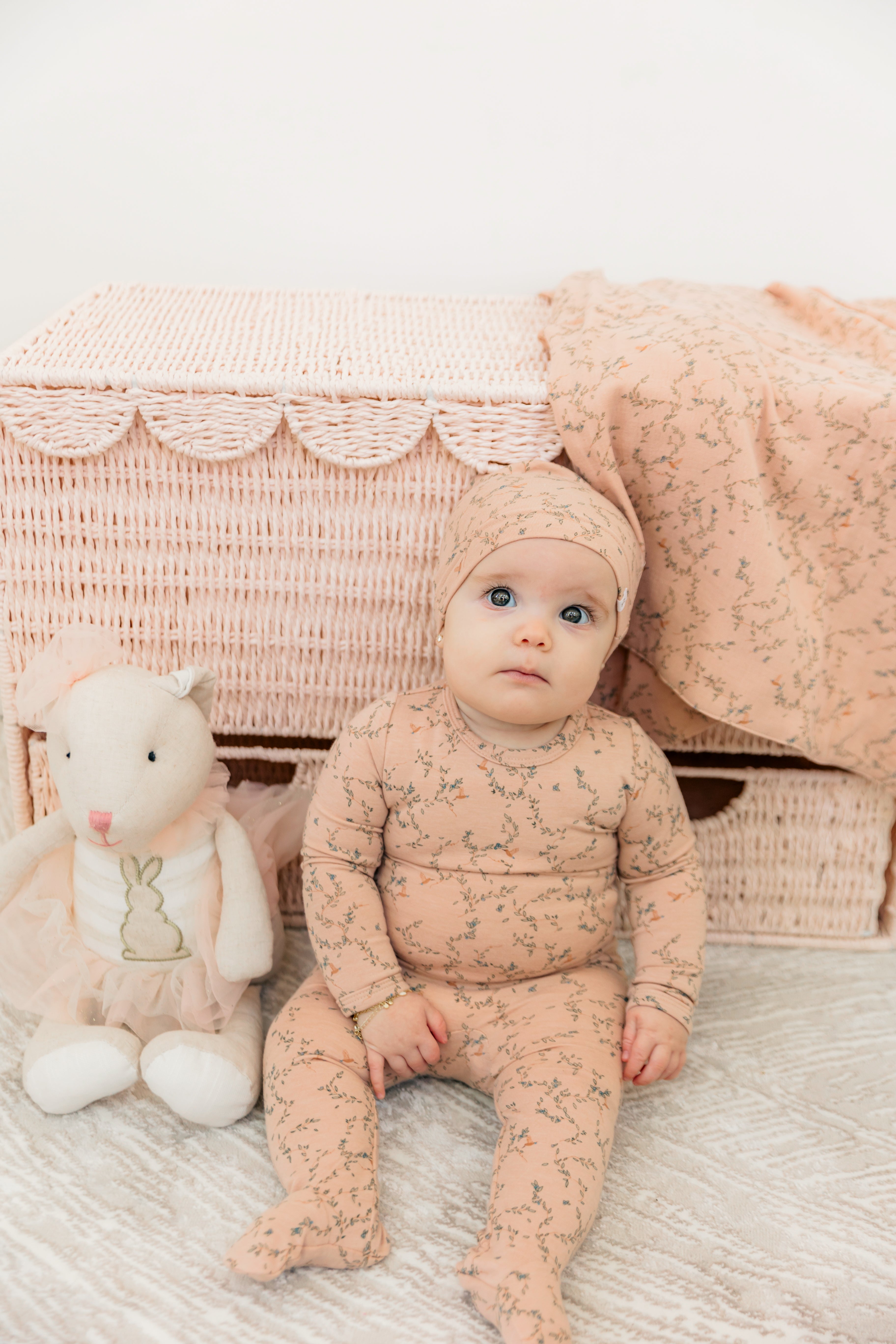 Leaves and Bird Print Swaddle in by Little Fragile