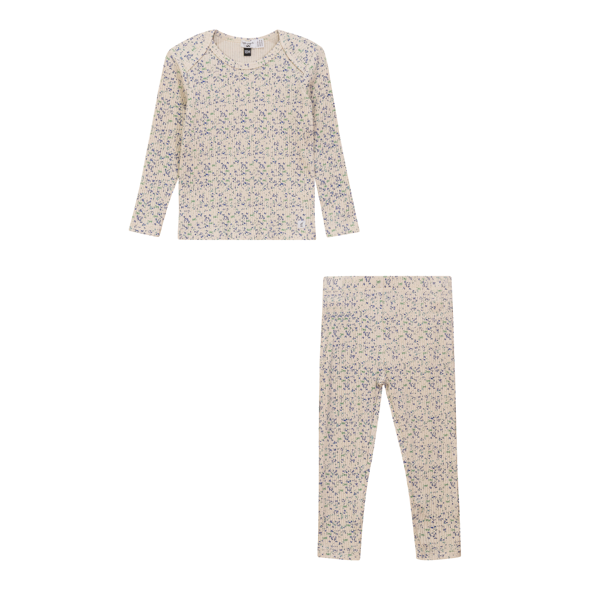 Flower Print 2Pc Set in Blue Taupe by Little Fragile