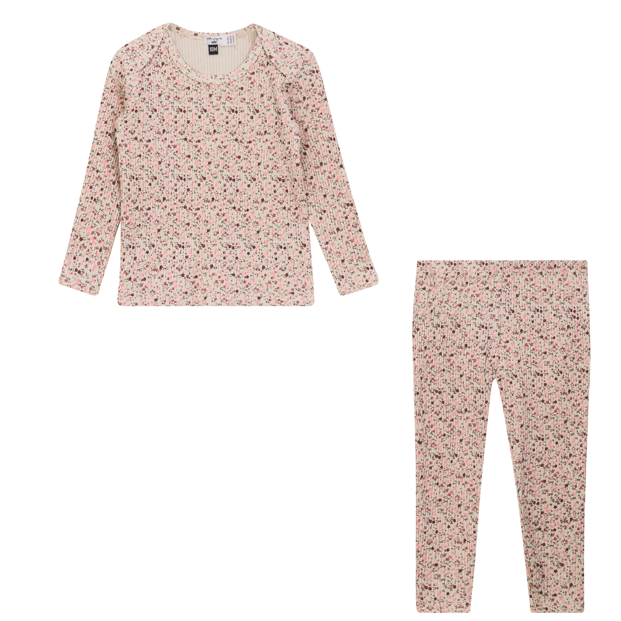 Flower Print 2Pc Set in Pink Taupe by Little Fragile