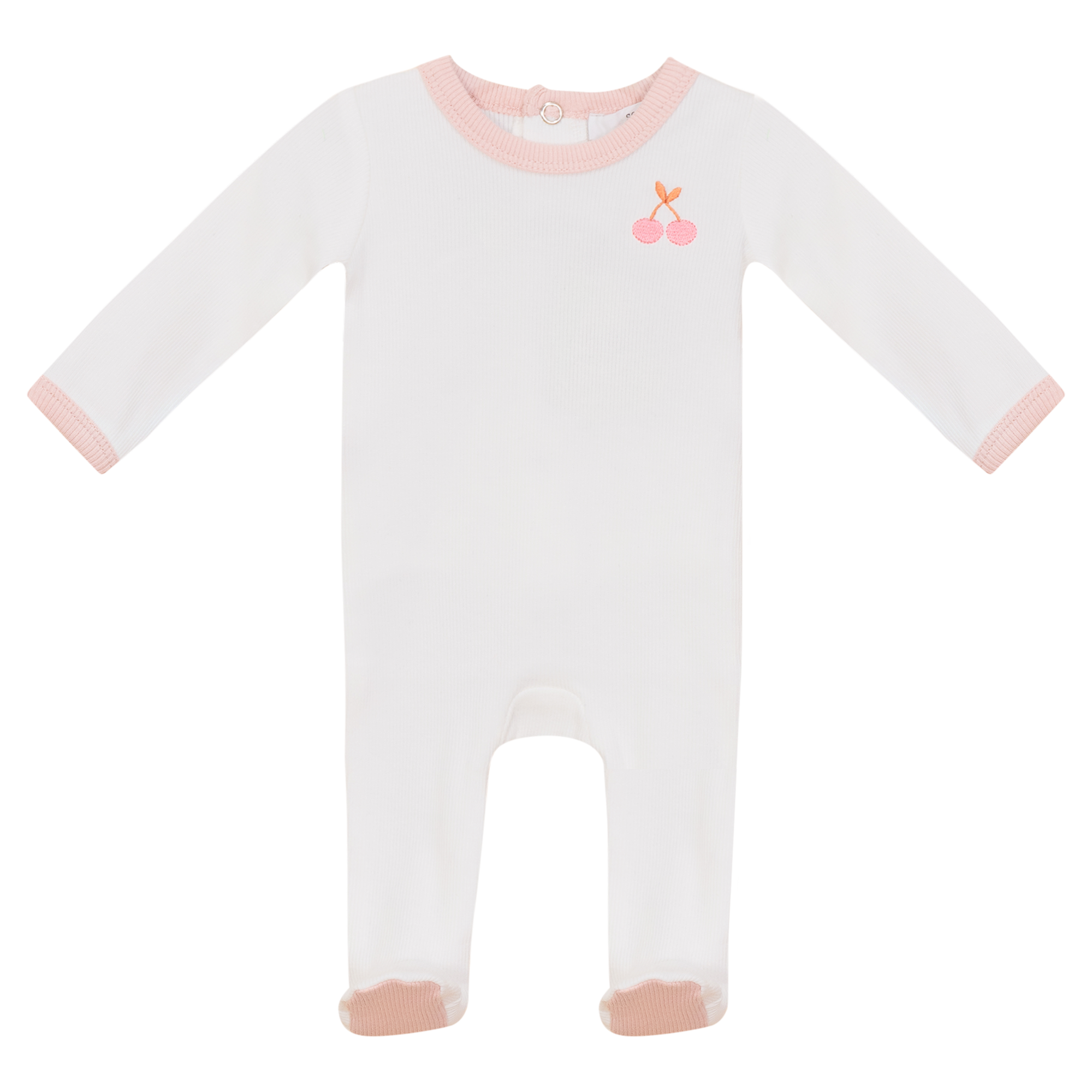 Cherry Print Rib Onesie in Off White Mauve by So Loved