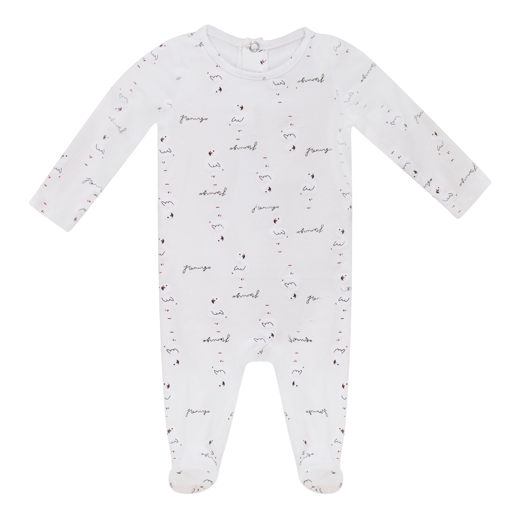 Flamingo Print Onesie in White by So Loved