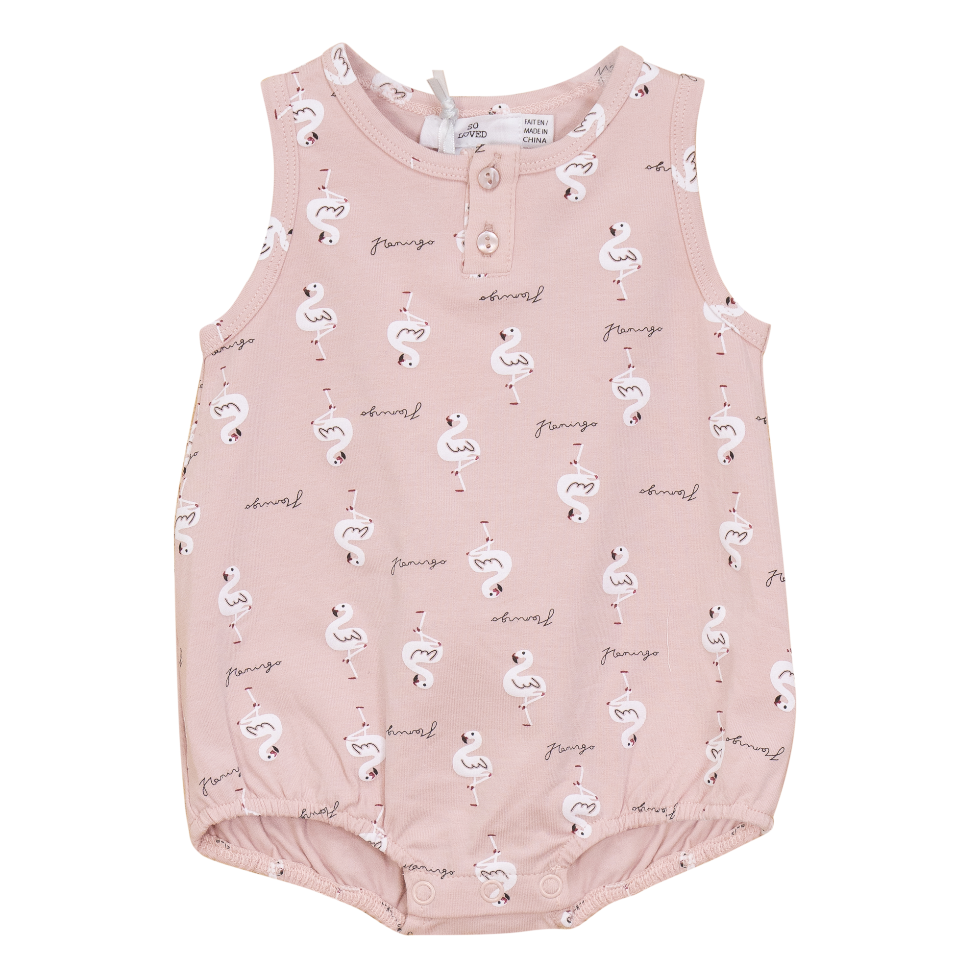Flamingo Print Romper in Pink by So Loved