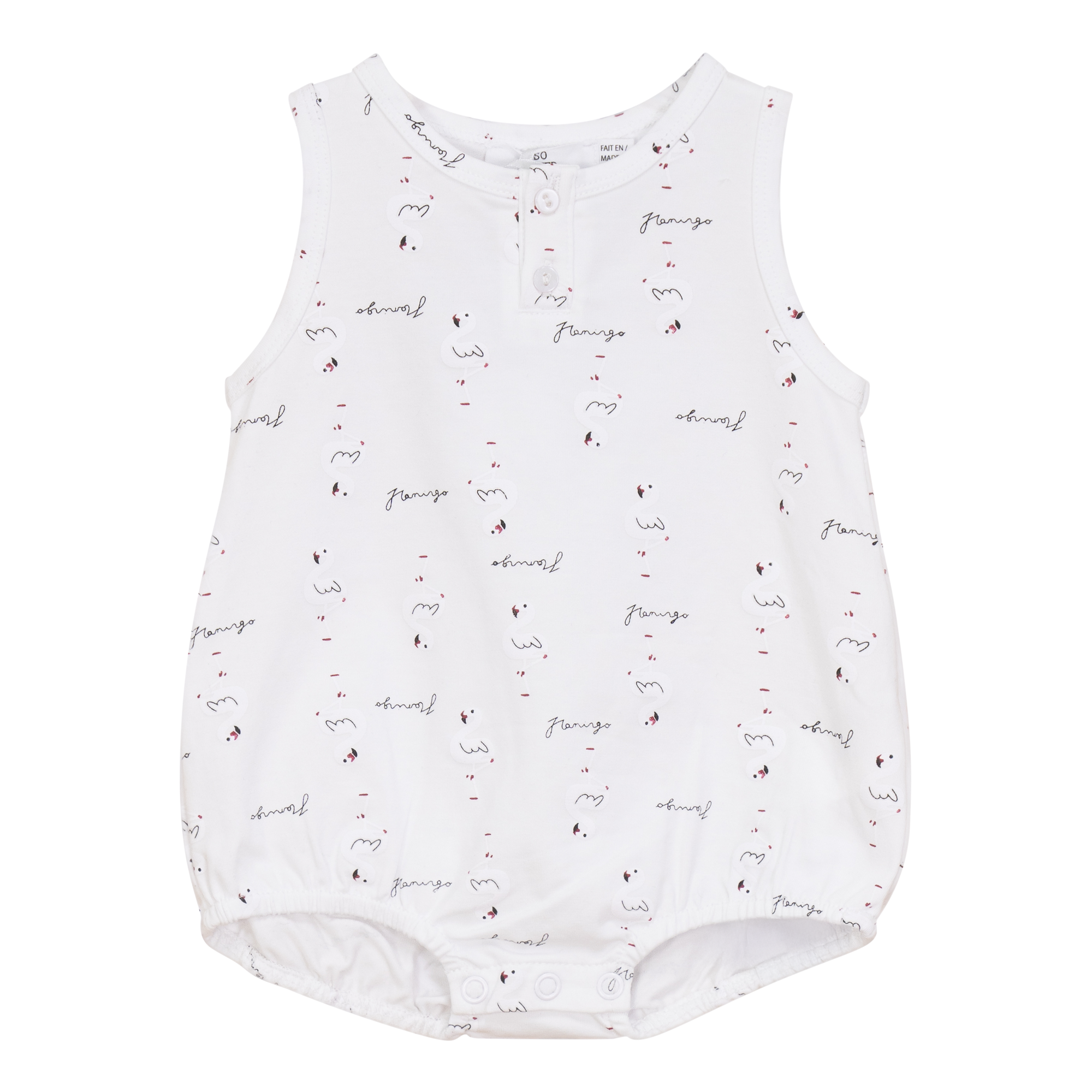 Flamingo Print Romper in White by So Loved
