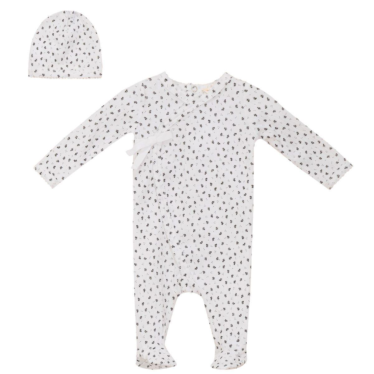 Crinkle Flower Print Onesie Set in White Black by Fragile