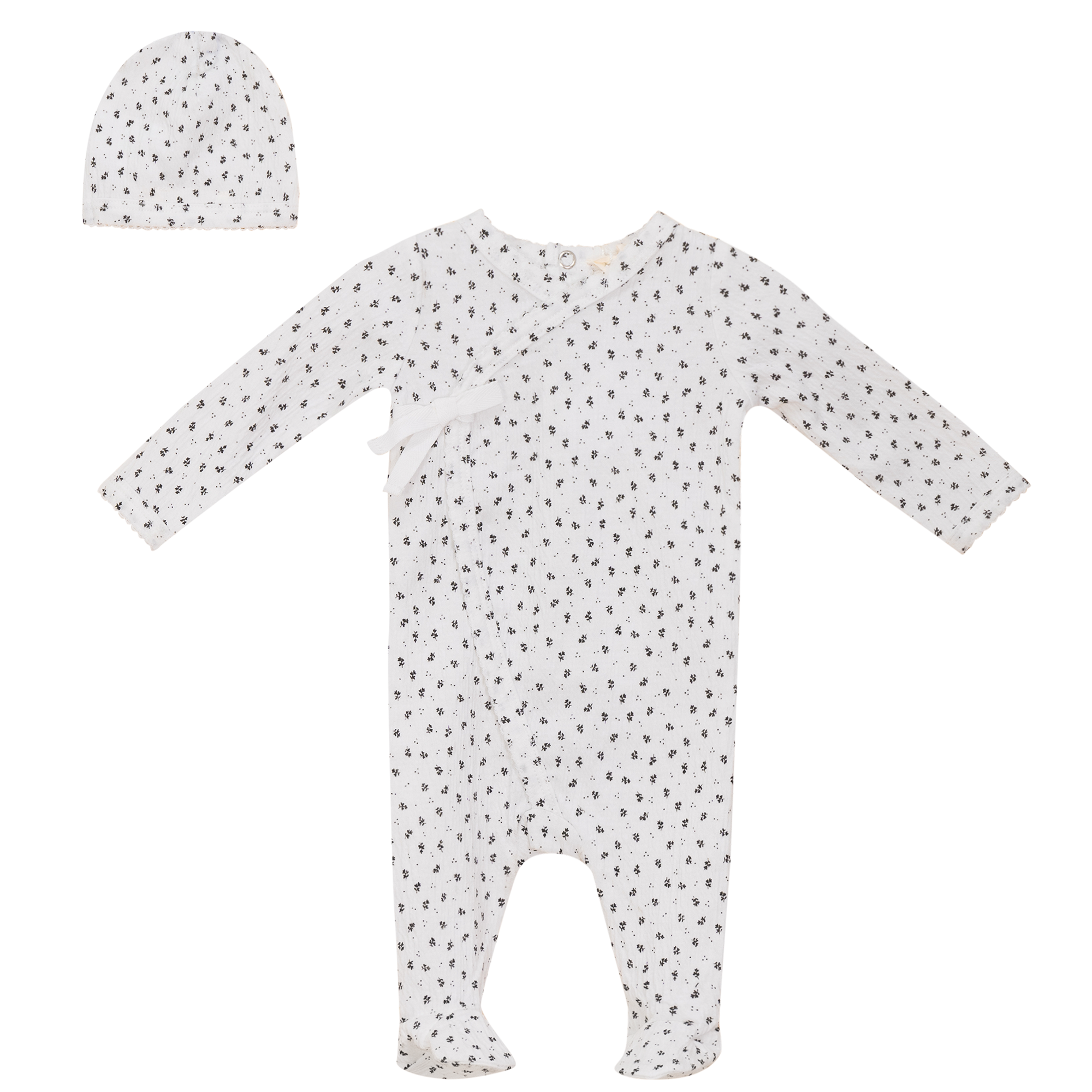Crinkle Flower Print Onesie Set in White Black by Fragile