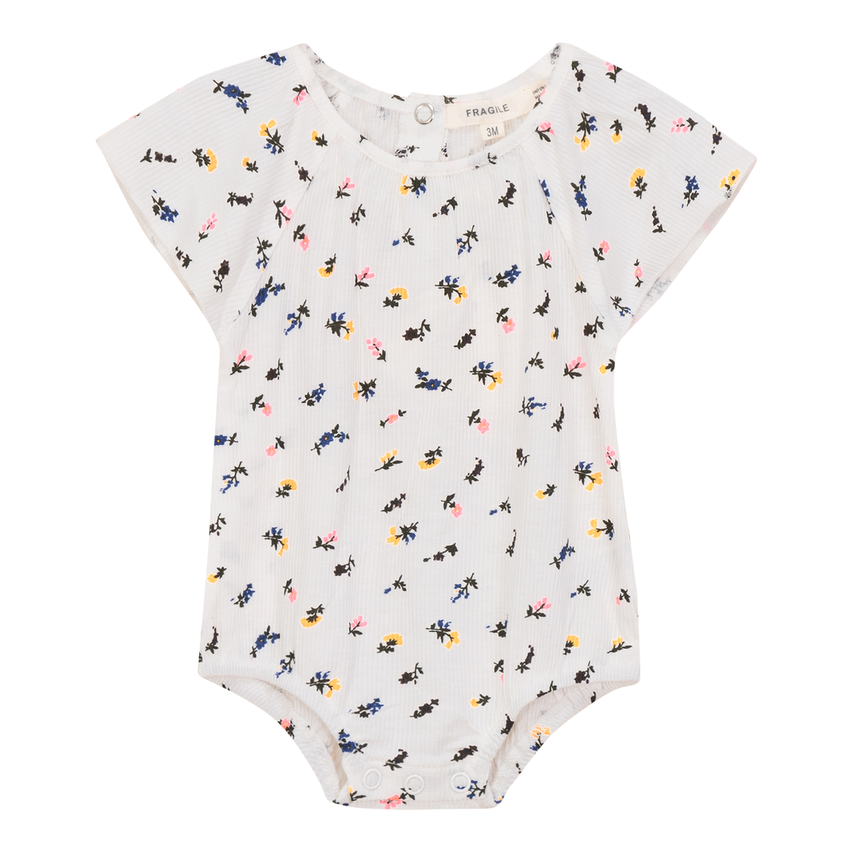 Multi Flower Print Romper in White by Fragile