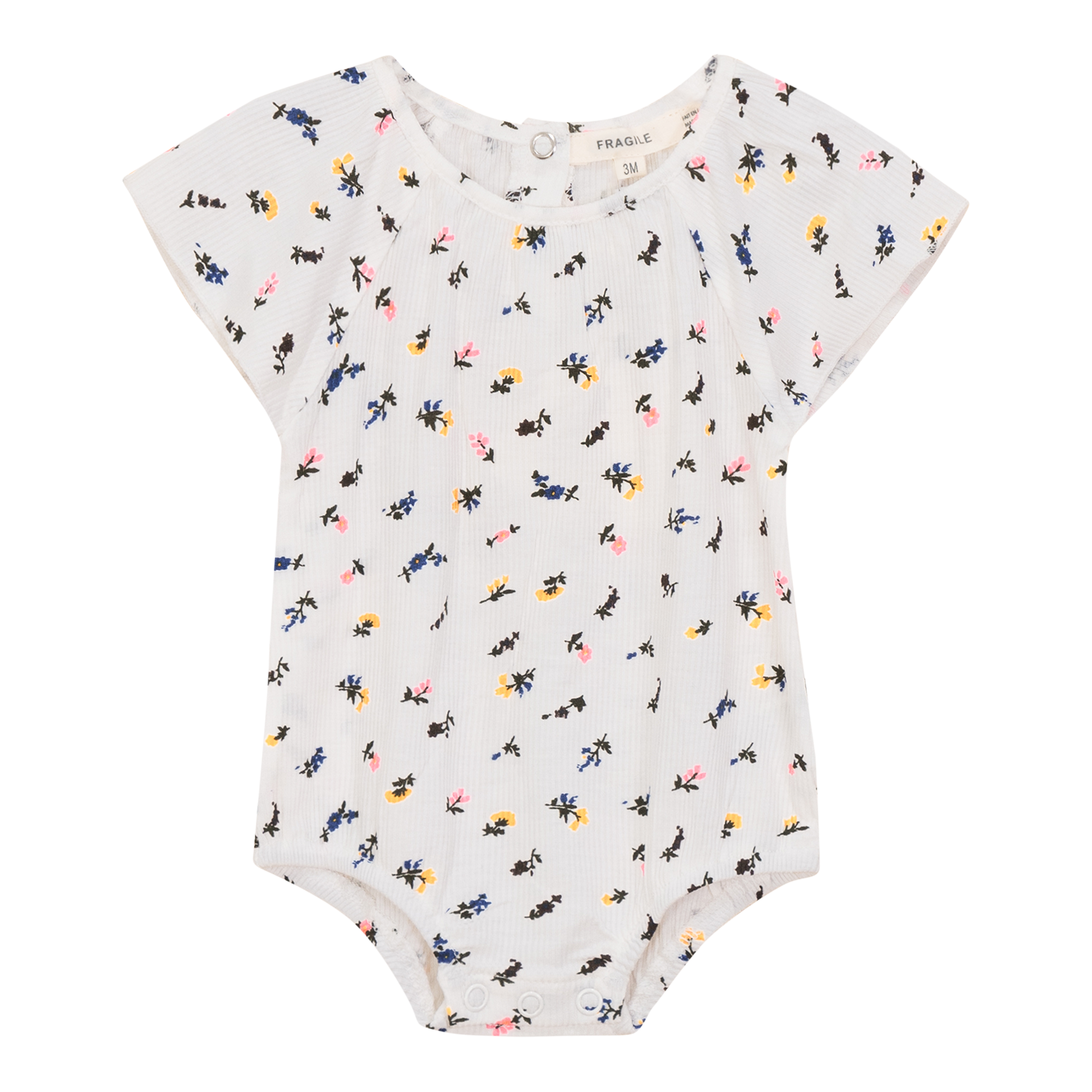 Multi Flower Print Romper in White by Fragile