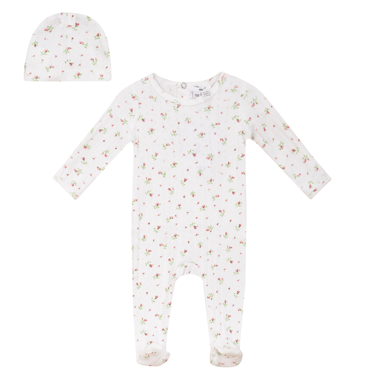 Floral Onesie with Hat in Pink by Little Fragile